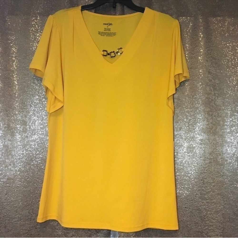 East 5th Yellow Short Sleeve Top - Picture 2 of 8